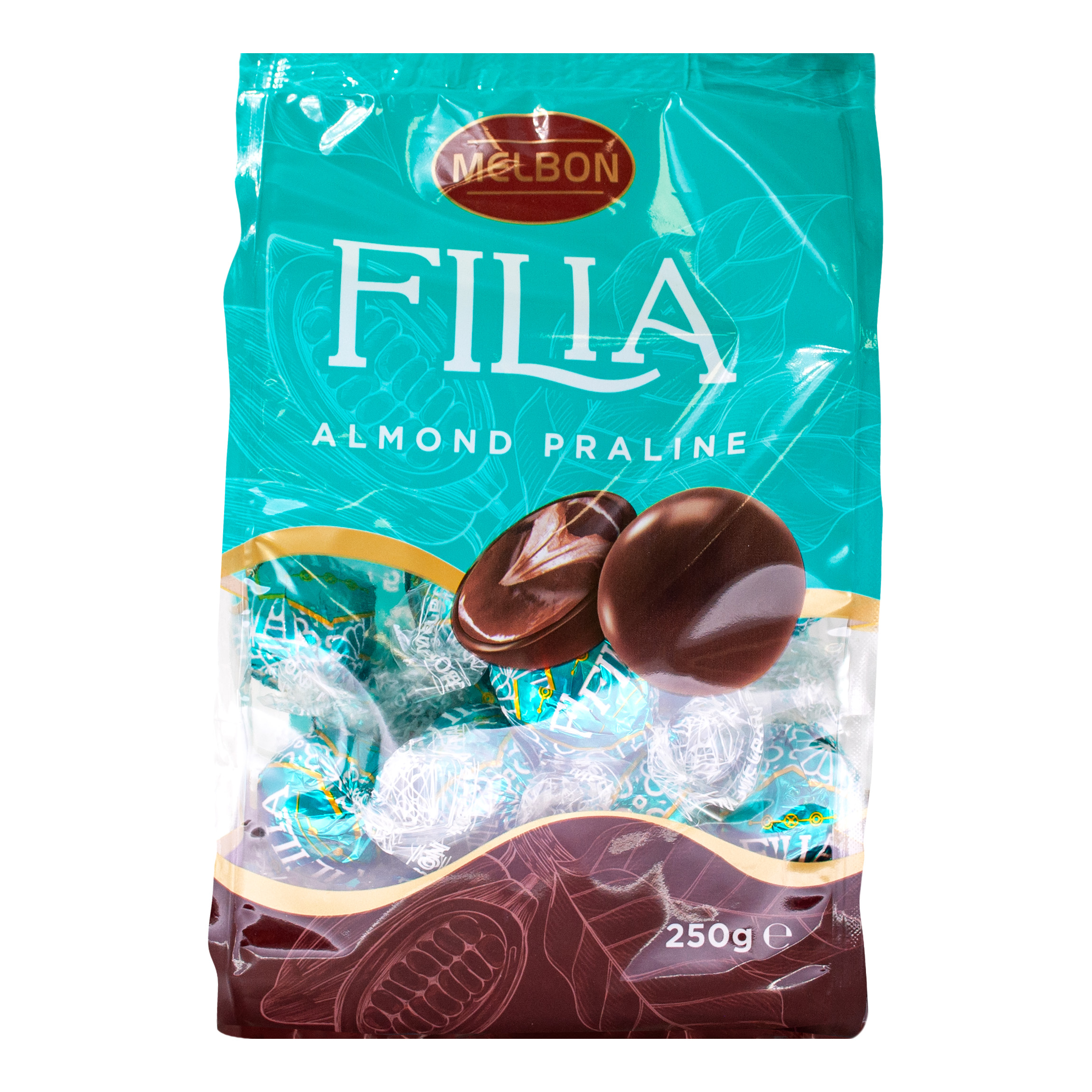 Конфеты из молочного шоколада MELBON с миндальной начинкой Filia Almond Praline 250г - фото 1