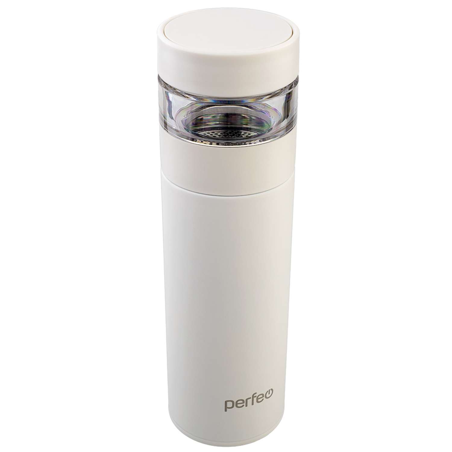Термос для напитков Perfeo с фильтром для чая объем 0.4 л белый PFE1370 - фото 1