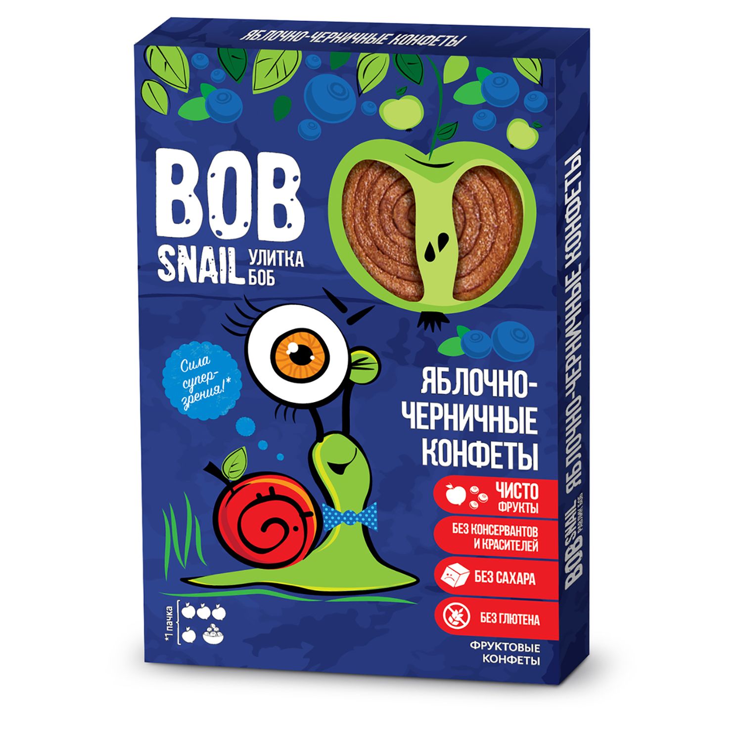 Конфеты Bob Snail натуральные без сахара яблоко-черника 60г - фото 1