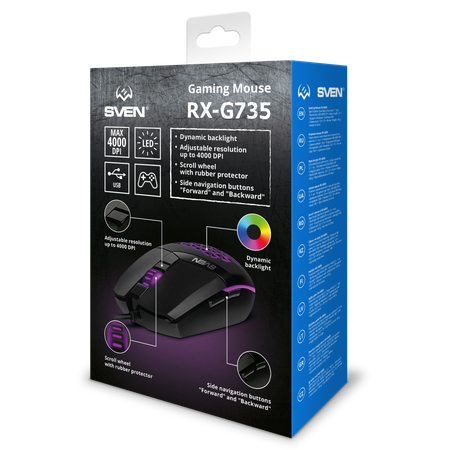 Мышь игровая SVEN rx-g735 с RGB-подсветкой