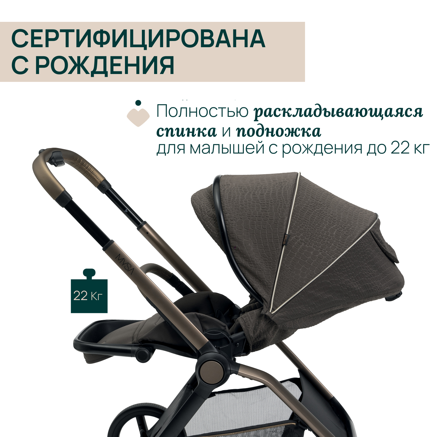 Коляска Chicco Mysa Stroller bronze lizard re lux - фото 22