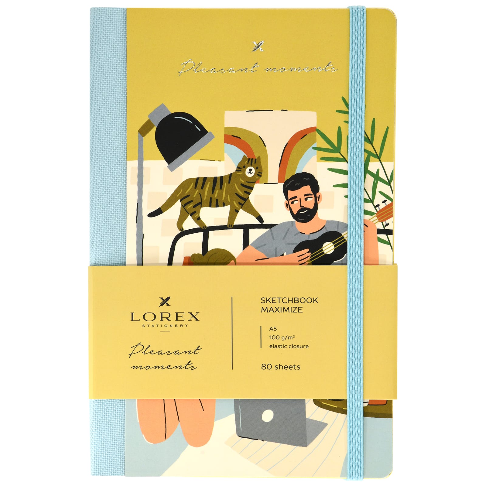 Скетчбук Lorex Stationery Maximize Pleasant Moments 100 г/м2 80 листов А5 твердая обложка soft touch фольга - фото 1