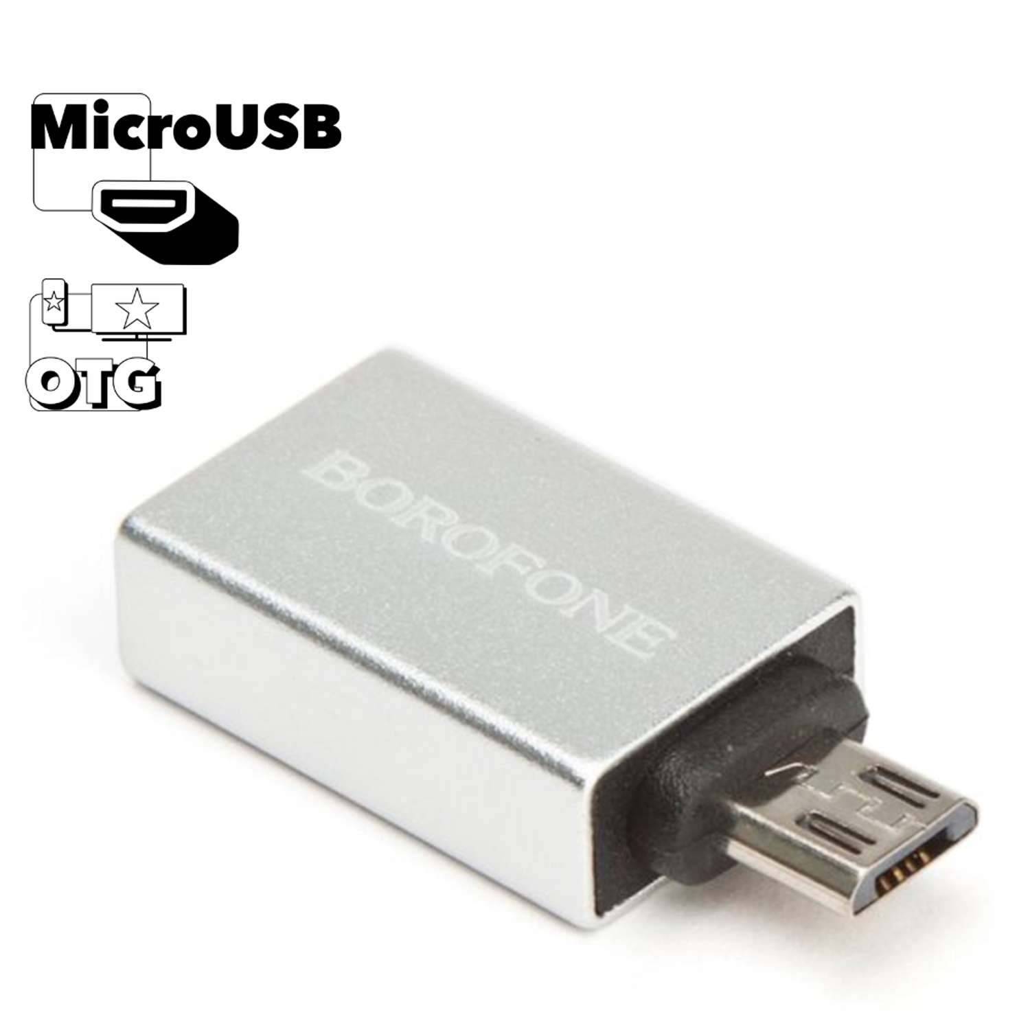 OTG адаптер Borofone BV2 USB-A/microUSB - фото 1