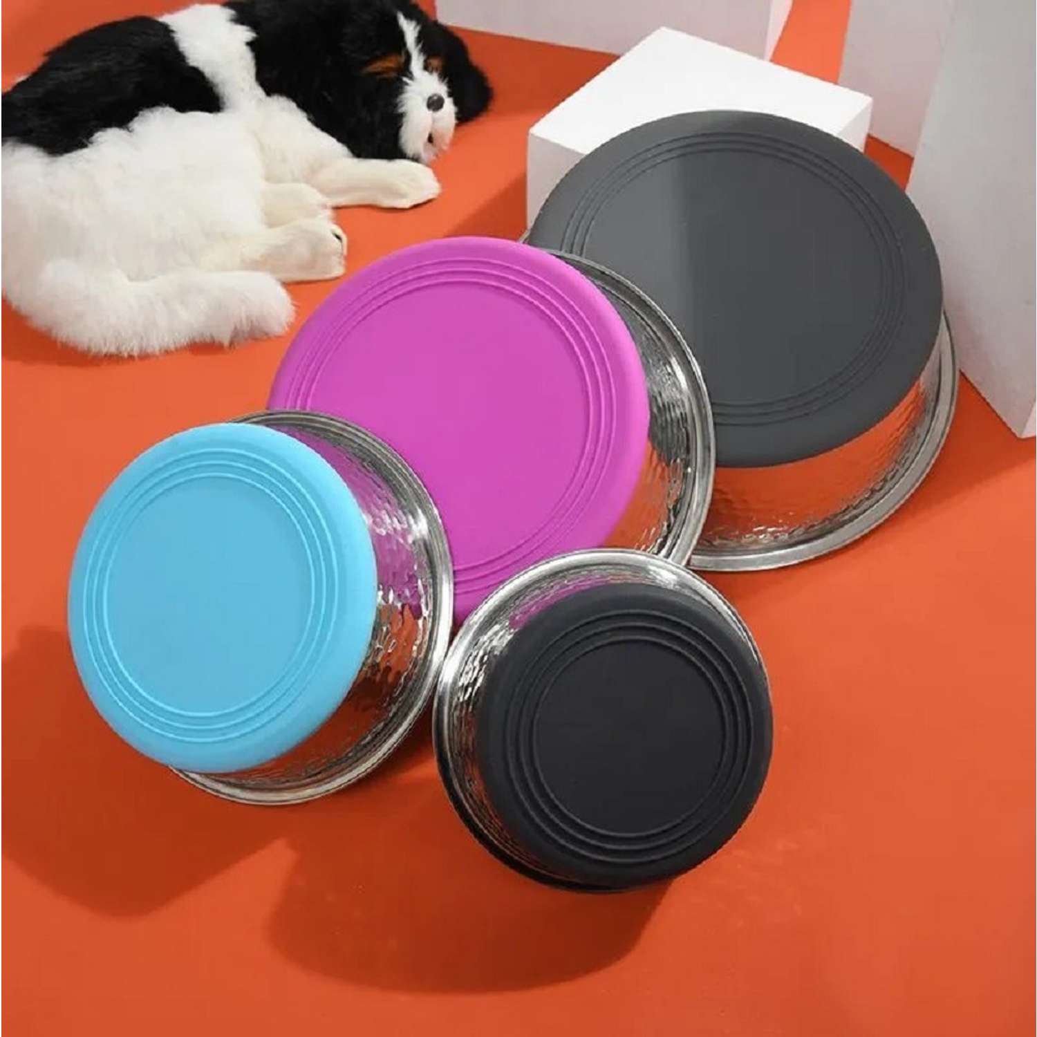Миска для кошек и собак ZDK ZooWell 18 см металлическая на силиконовой подложке - фото 5