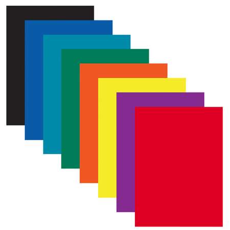 Картон цветной Юнландия формата А4 для творчества Мелованный 16 листов 8 цветов в папке