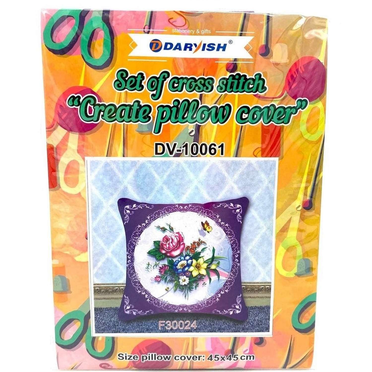 Набор для вышивания крестом Darvish Цветы с бабочкой наволочка - фото 1