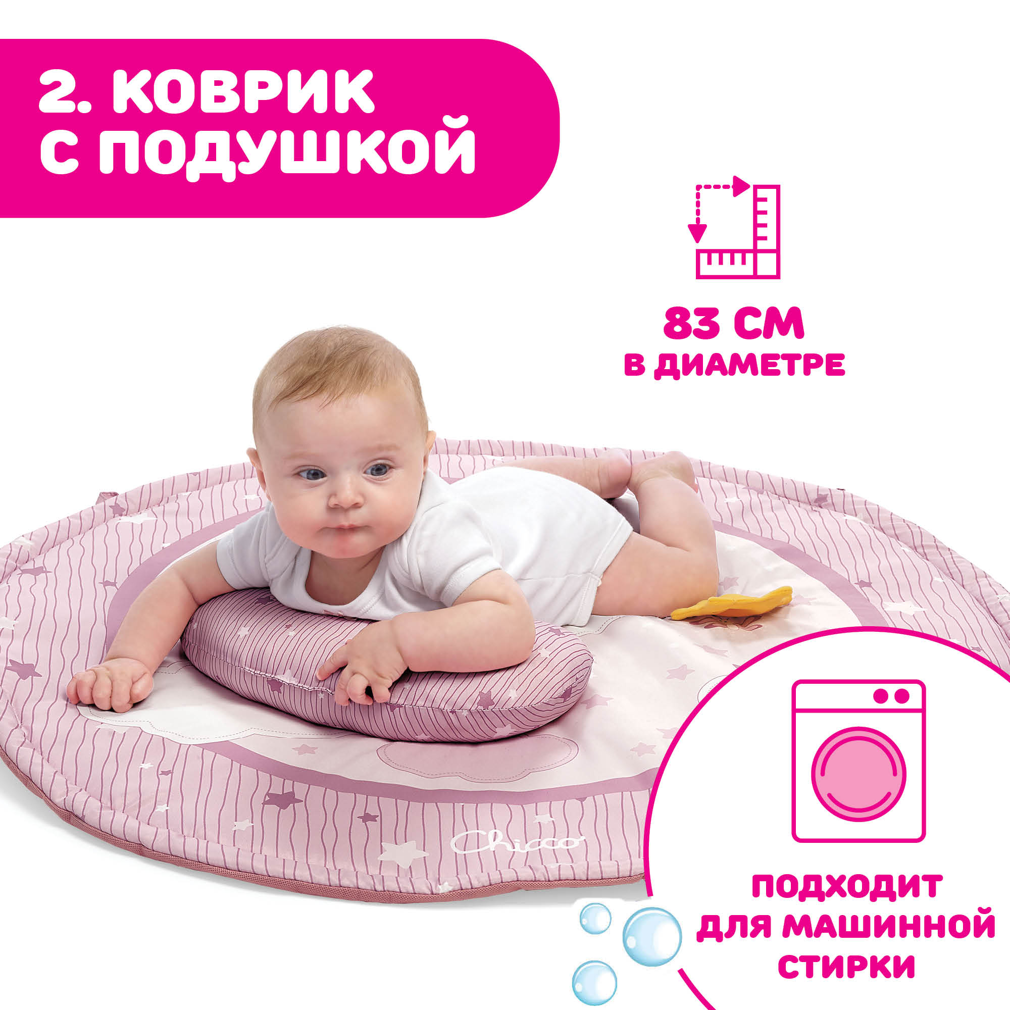 Коврик CHICCO Игровой детский Enjoy Colors Gym розовый - фото 3