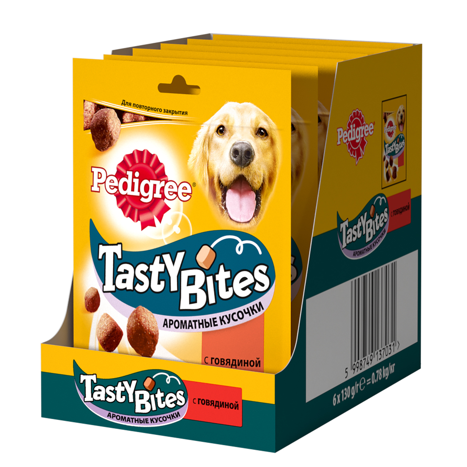 Лакомство для собак Pedigree Tasty Bites ароматные кусочки с говядиной 130г - фото 3