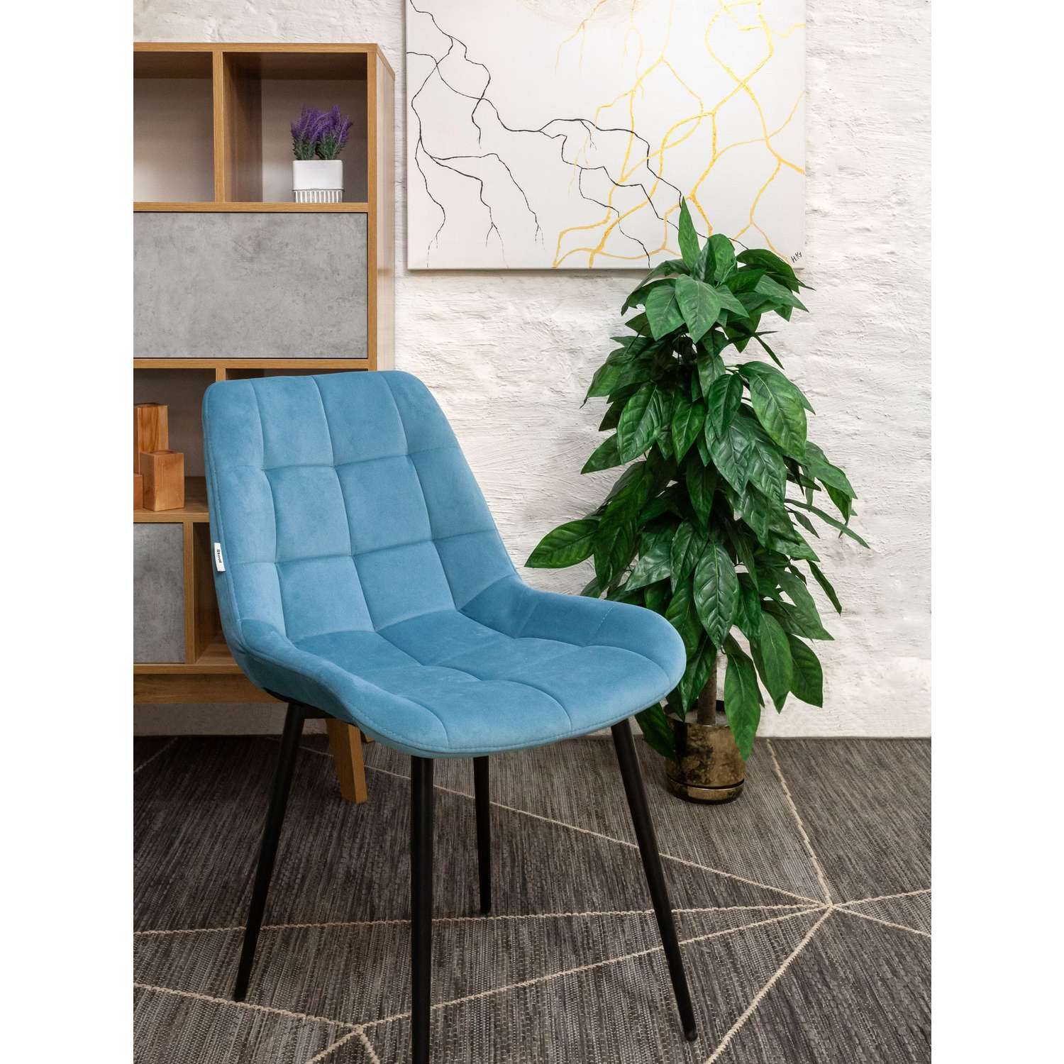 Комплект стульев Stool Group для кухни 4 шт Флекс велюр пыльно-голубой - фото 10