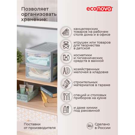 Органайзер Econova А4 2 ящика 26х36.8х26.5 мм светло-серый