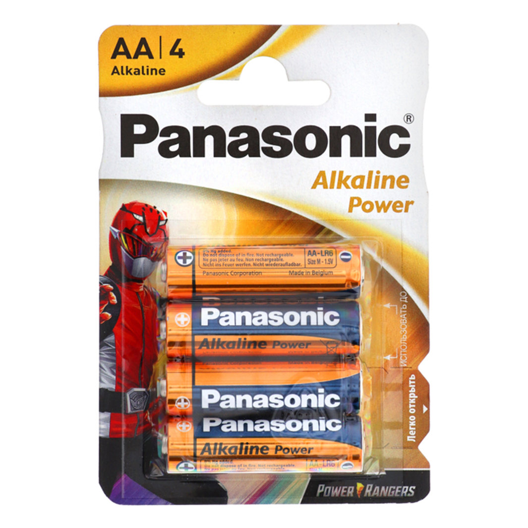 Щелочная батарейка Panasonic AA Power Rangers Alkaline power в блистере 4шт LR6REB/4BPRPR - фото 1