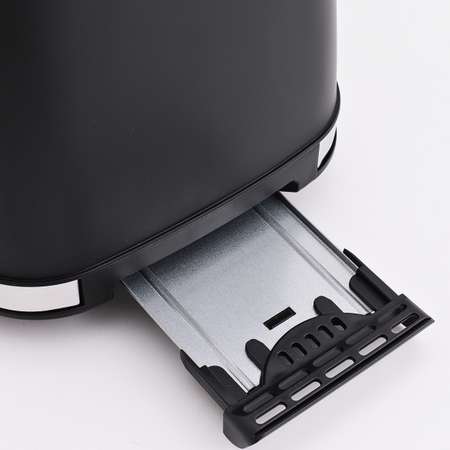 Тостер электрический чёрный HOTTER на 2 тоста 7 степеней обжарки съёмный поддон для сбора крошек LED-подсветка кнопок