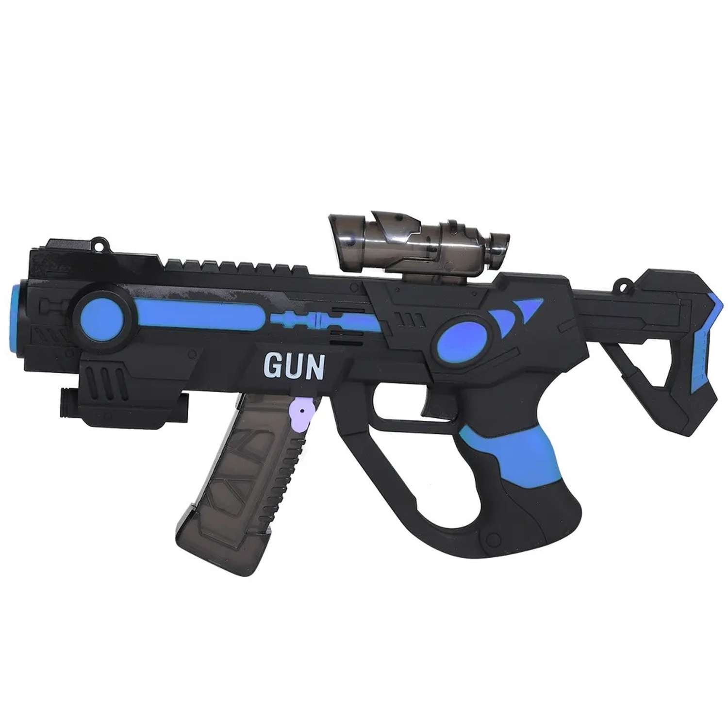 Игрушечное оружие Маленький Воин Пистолет с мыльными пузырями синий на батарейках с мыльным раствором - фото 3