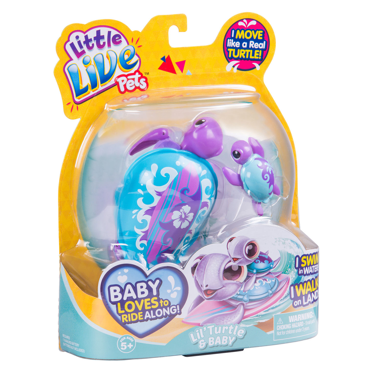 Черепашка Little Live Pets с малышом Голубой верх Фиолетовый низ - фото 4