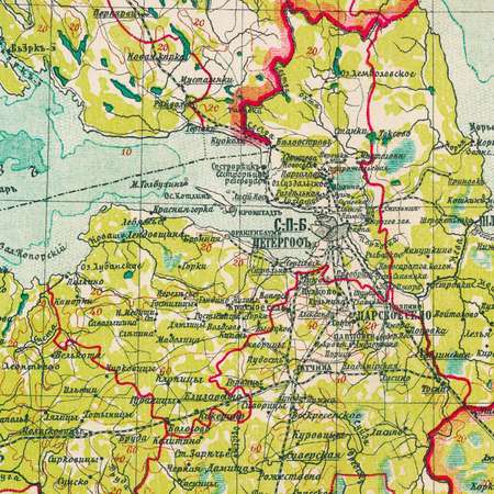 Карта ретро РУЗ Ко Санкт-Петербургской губерния. Состояние на 1900г.