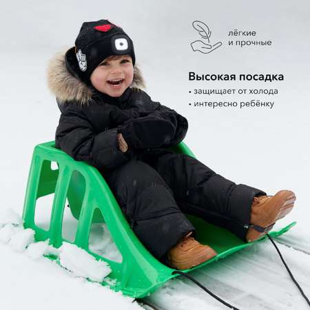 Санки Happy Baby Зелёный со спинкой