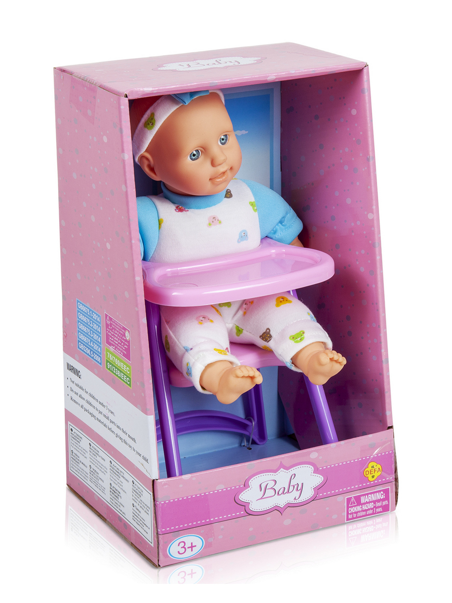 Кукла-младенец Defa Lucy Пупс на стульчике 23 см голубой 5089*//голубой - фото 4