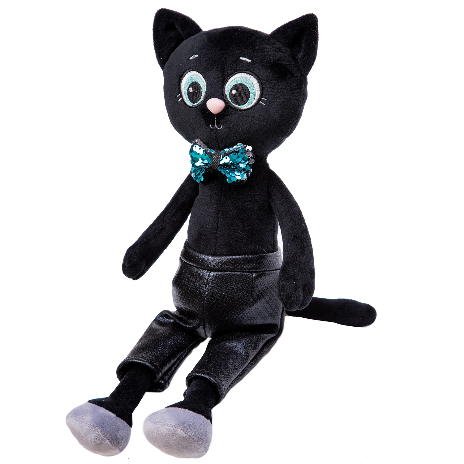 Символ года 2023 KULT of toys плюшевый кот Блэк в кожаных штанишках 25 см - фото 1