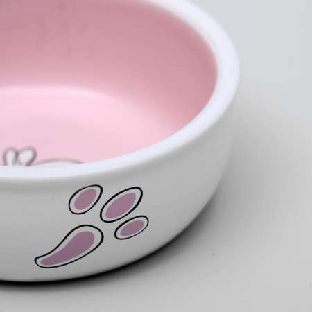 Миска Пижон керамическая для кроликов 200 мл 10х3.7 см бело-розовая