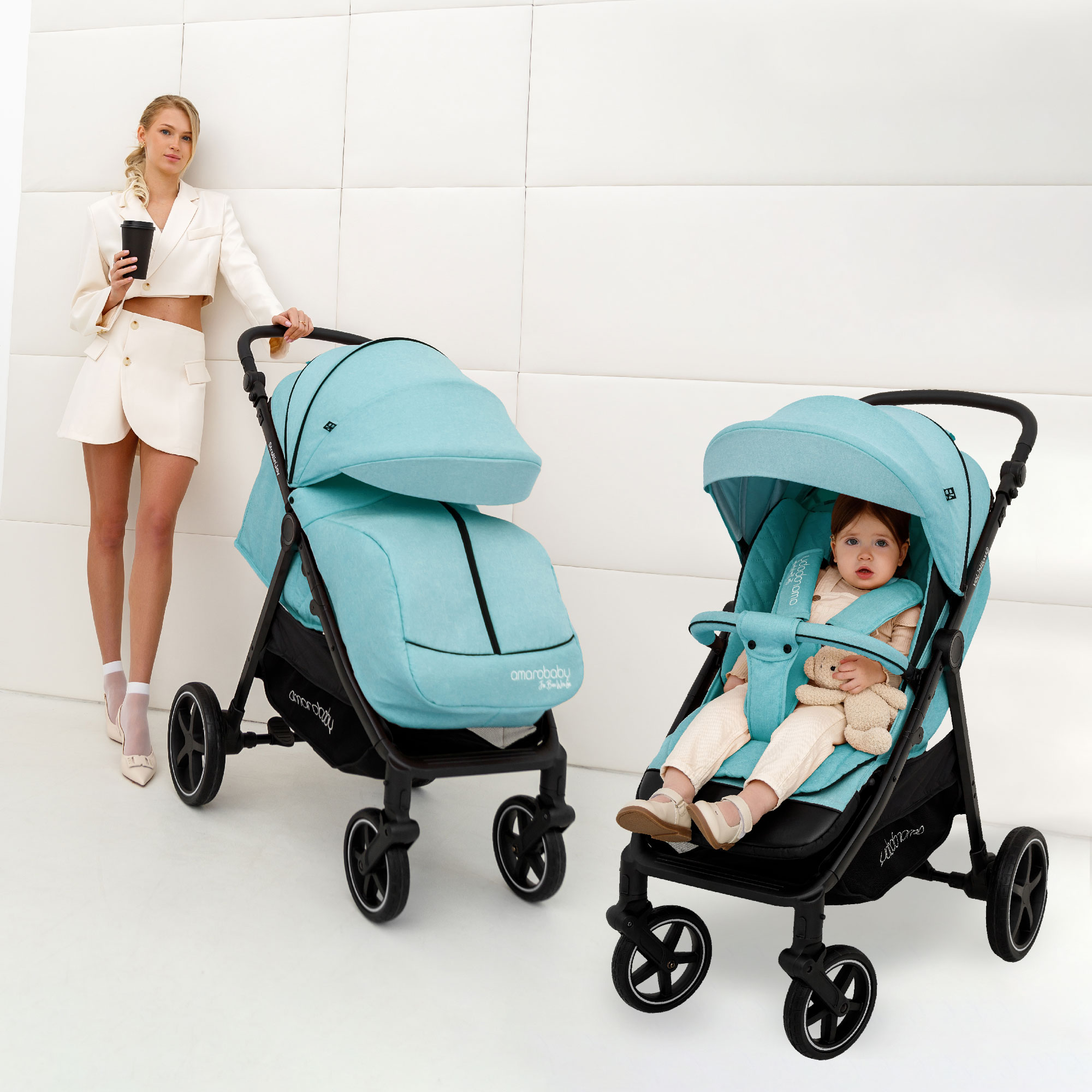 Коляска прогулочная Amarobaby Strollin Joy Бирюзовый - фото 29