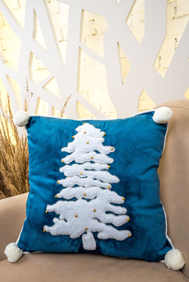 Чехол для подушки Arya Home Collection 45x45 Tree Синий - фото 1