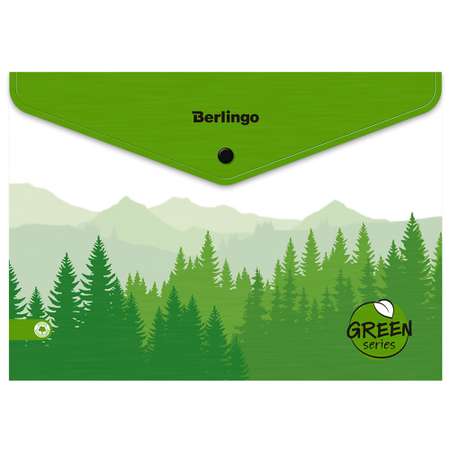 Папка-конверт на кнопке BERLINGO Green Series 180мкм с рисунком набор 12 шт