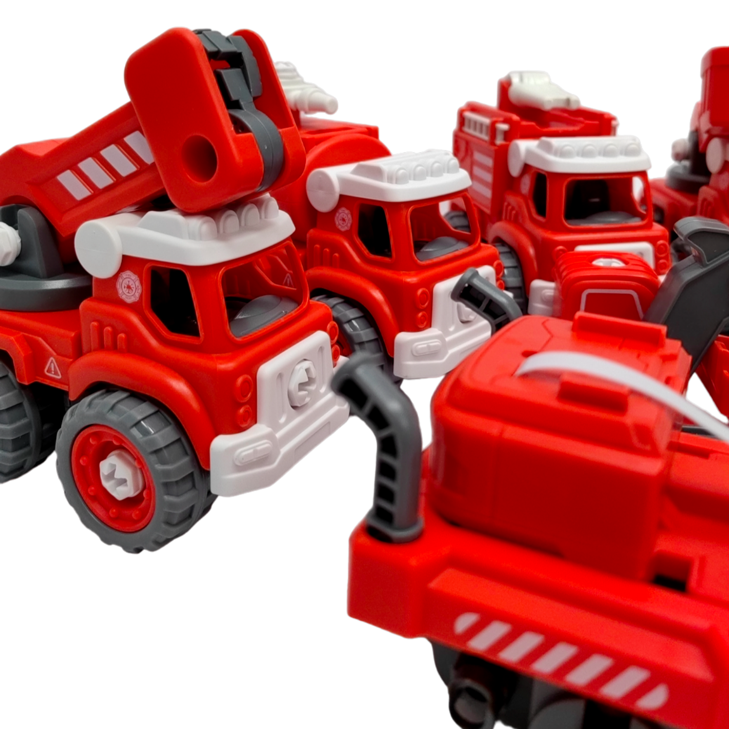 Игровой набор 5 в 1 SHARKTOYS робот трансформер состоящий из 5 пожарных машинок - фото 3