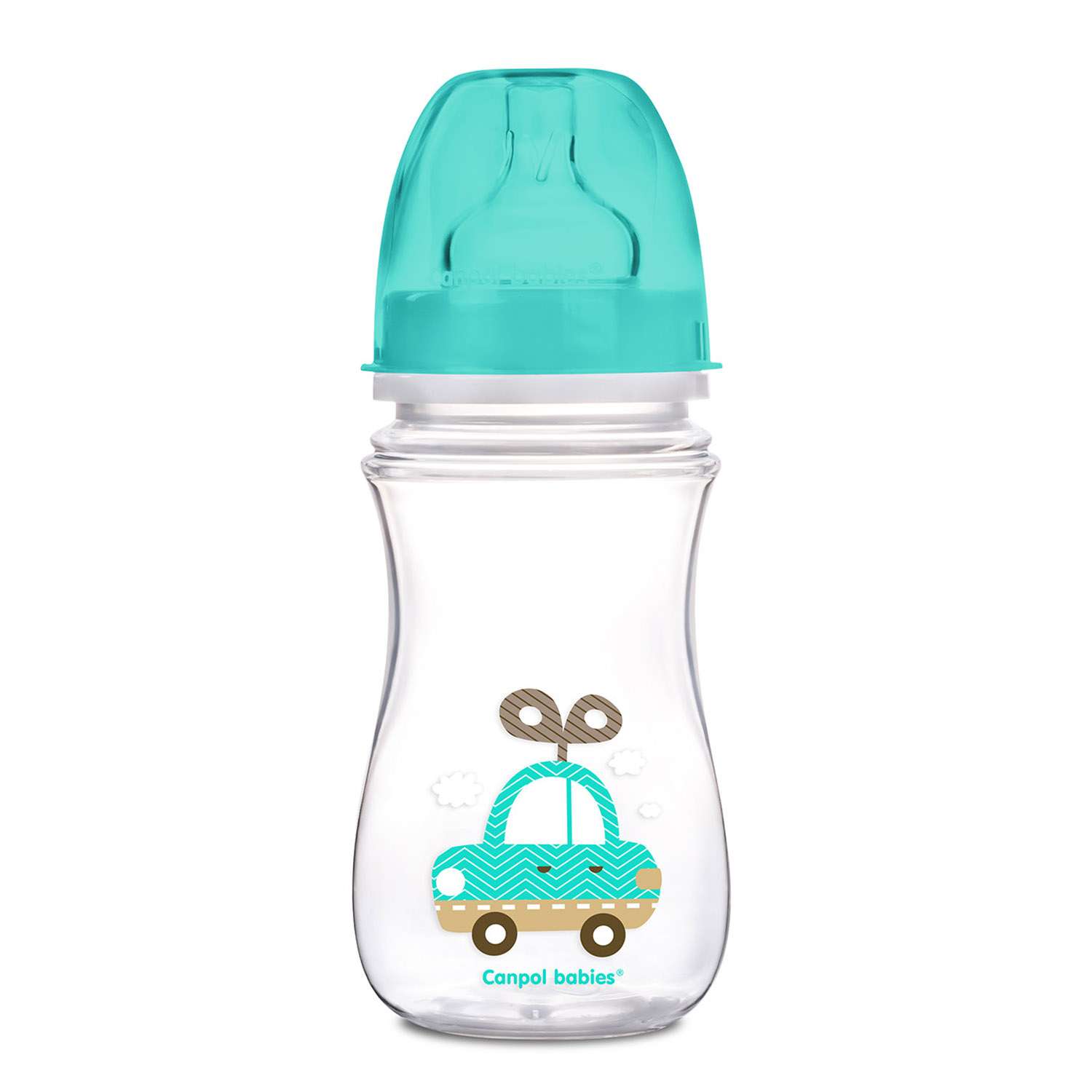 Бутылочка Canpol Babies Easy Start Toys антиколиковая с широким горлышком 240мл Бирюзовая - фото 1