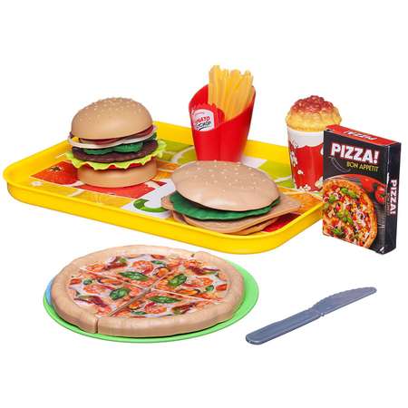 Игровой набор Фаст Фуд Гурман ABTOYS Сытный обед с пиццей и бургерами в компании друзей