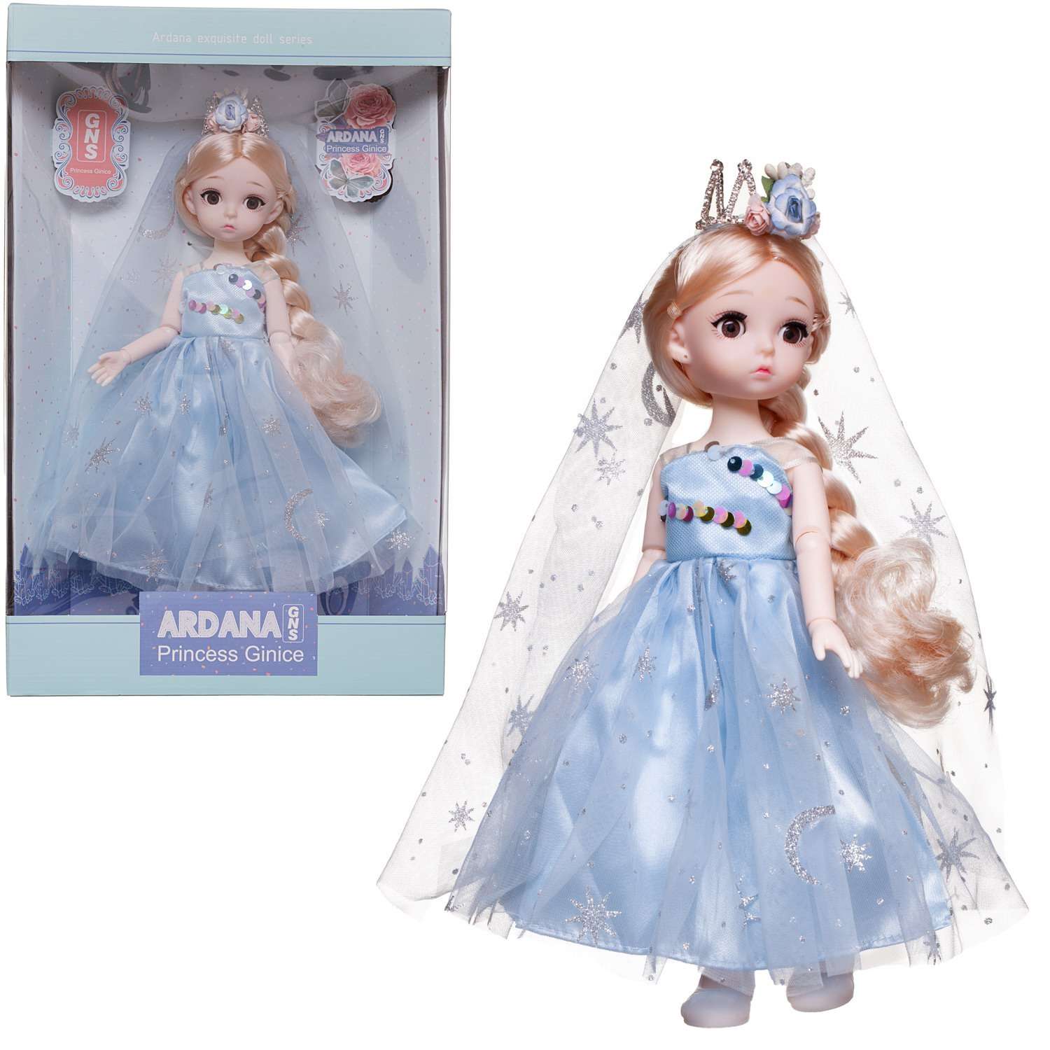 Кукла Junfa Ardana Princess с короной в роскошном голубом платье 30 см WJ-36572/голубое - фото 3