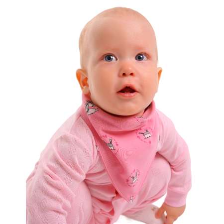 Слюнявчики LeeLuckBaby детские на кнопках 100% хлопок 4 шт розовый-желтый