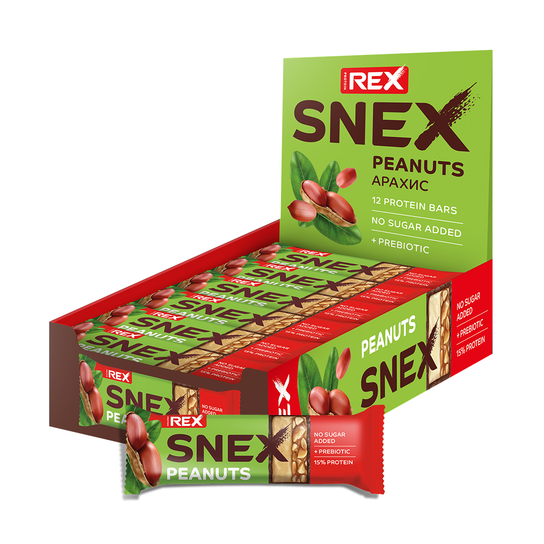 Протеиновые батончики ProteinRex Snex арахис 12шт - фото 1