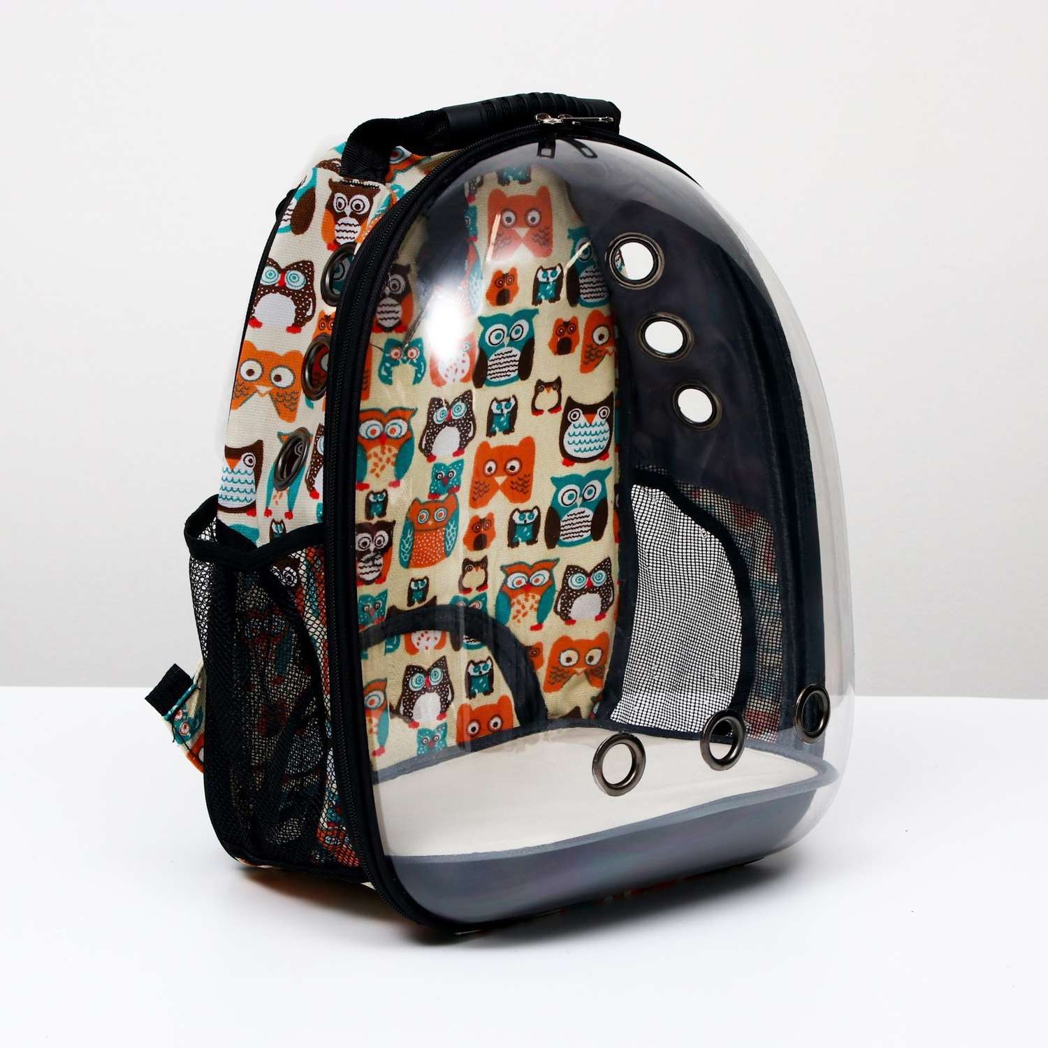 Рюкзак для переноски животных Пижон прозрачный «Совинные мордочки» 31*28*42 см - фото 1