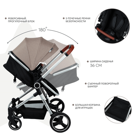 Коляска трансформер Babyton FlexiRide Black-Beige