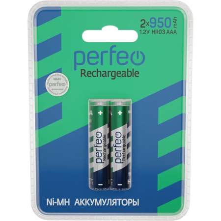 Аккумуляторные батарейки Perfeo AAA950mAh 2 штуки