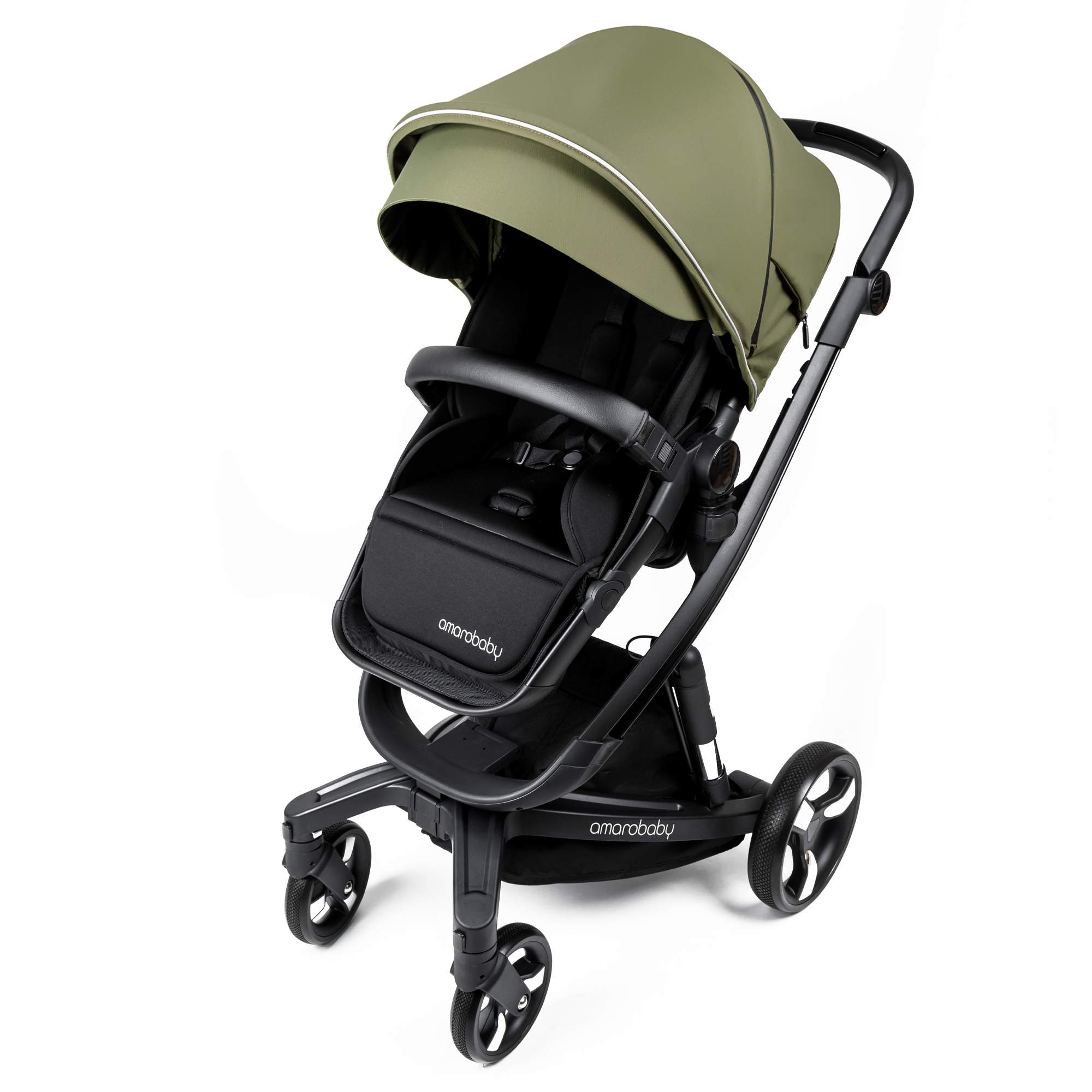 Коляска детская 2 в 1 Amarobaby tutum с auto brake хаки - фото 30