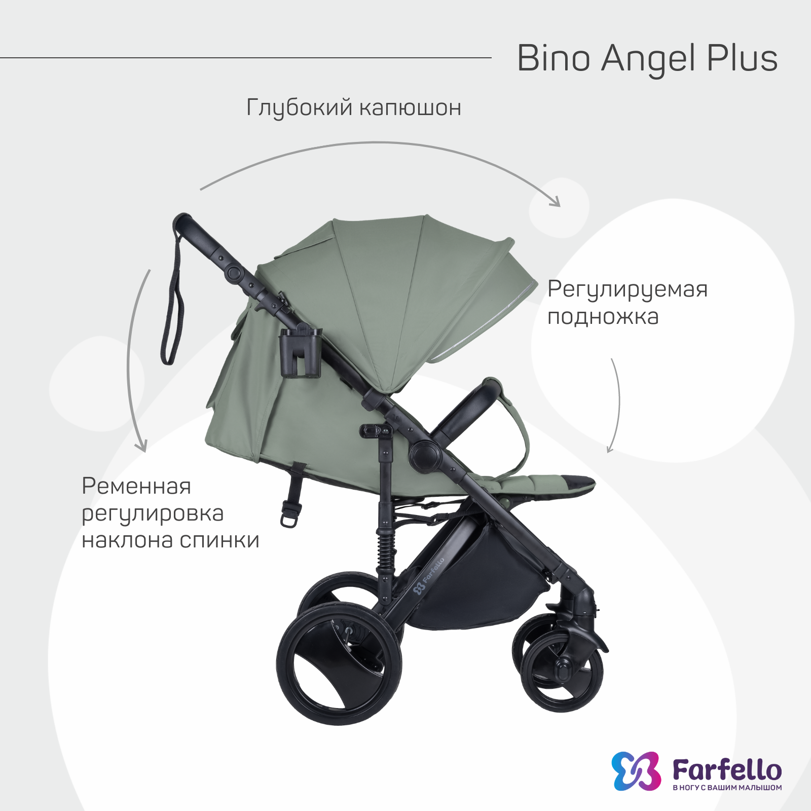 Коляска прогулочная детская Farfello Bino Angel Plus - фото 4