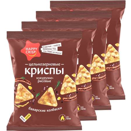 Чипсы Happy Crisp цельнозерновые Баварские колбаски 4 шт по 50 г