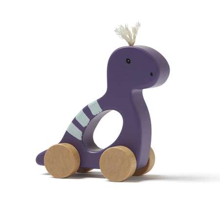 Игрушка-каталка Kids concept Динозавр на колесах лиловый деревянный
