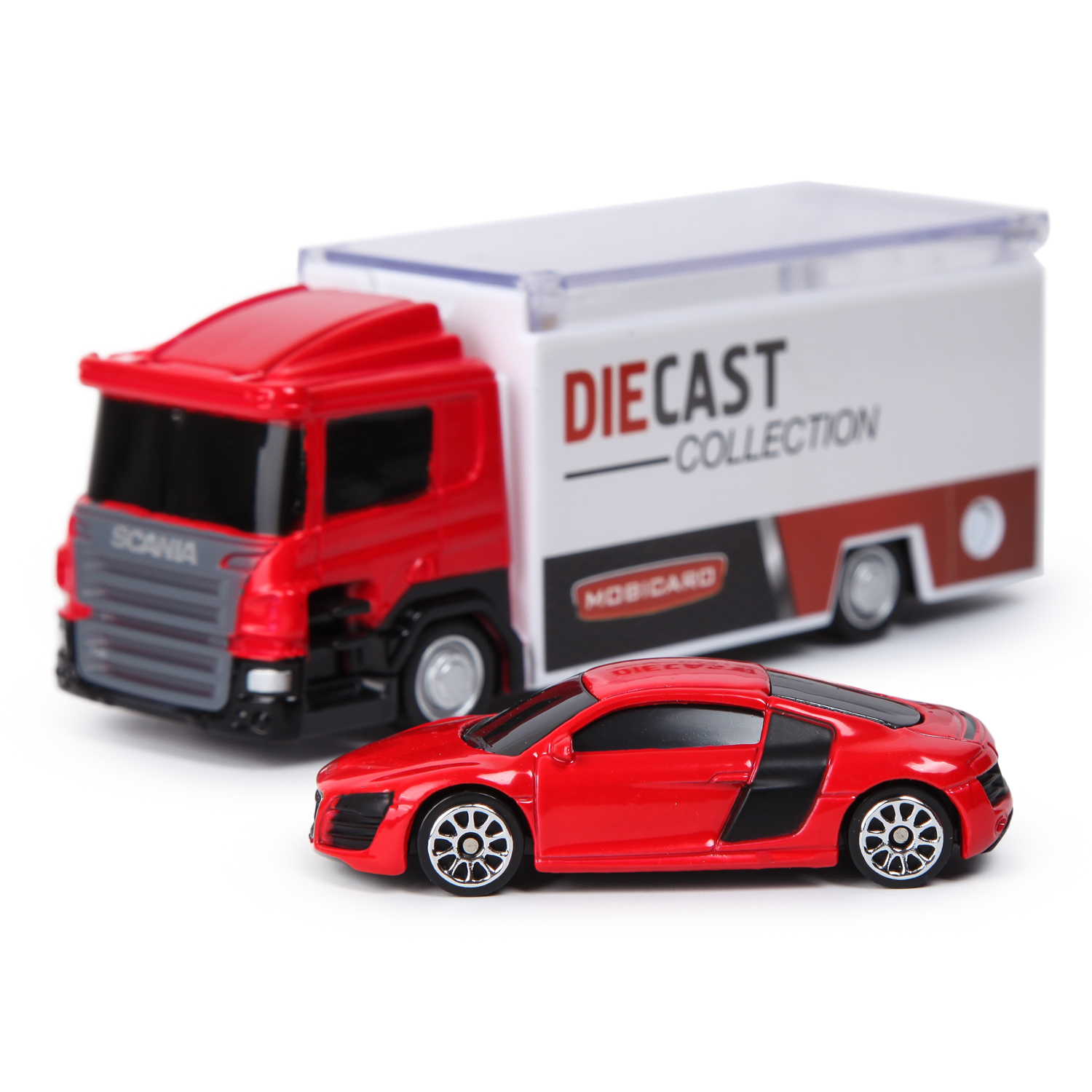 Автовоз Mobicaro Scania Launcher с машинкой Audi R8 1:64 без механизмов 144301S(A) - фото 5