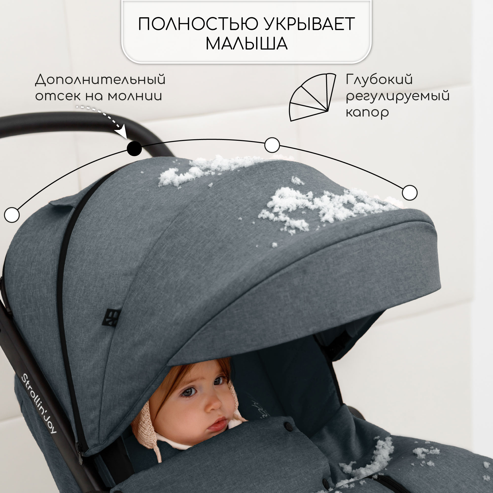 Прогулочная коляска Amarobaby StrollinJoy серый - фото 4