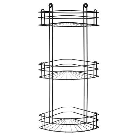 Полка для ванной угловая El Casa 3-х ярусная 28.6х18х60 см Черная радиальная глубокая