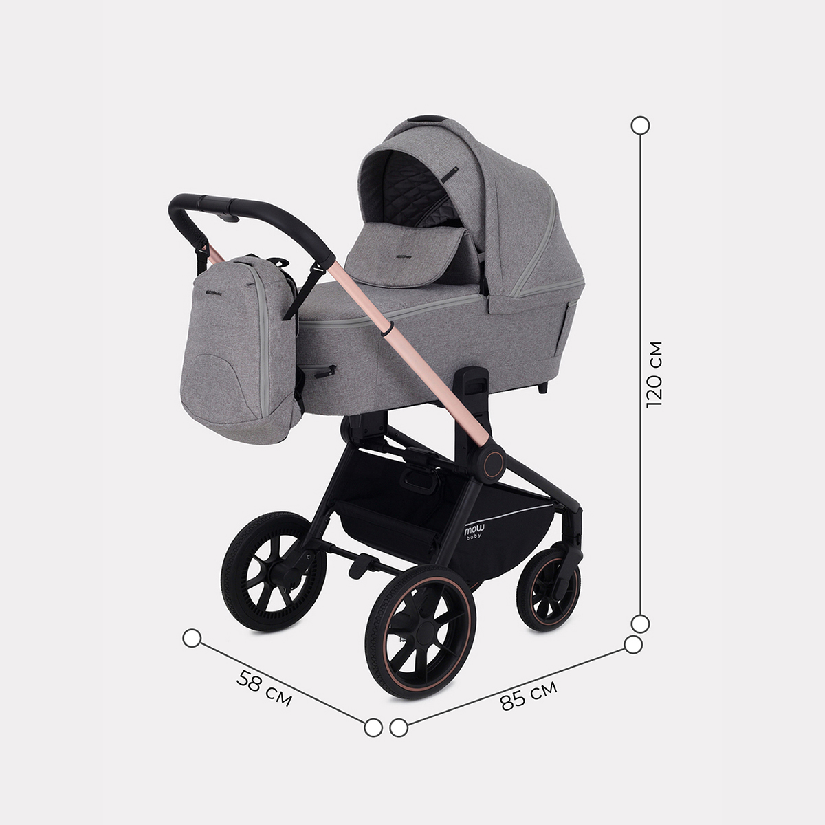 Коляска детская универсальная MOWbaby ZOOMPU (3в1) RA087 Gold Beige - фото 3