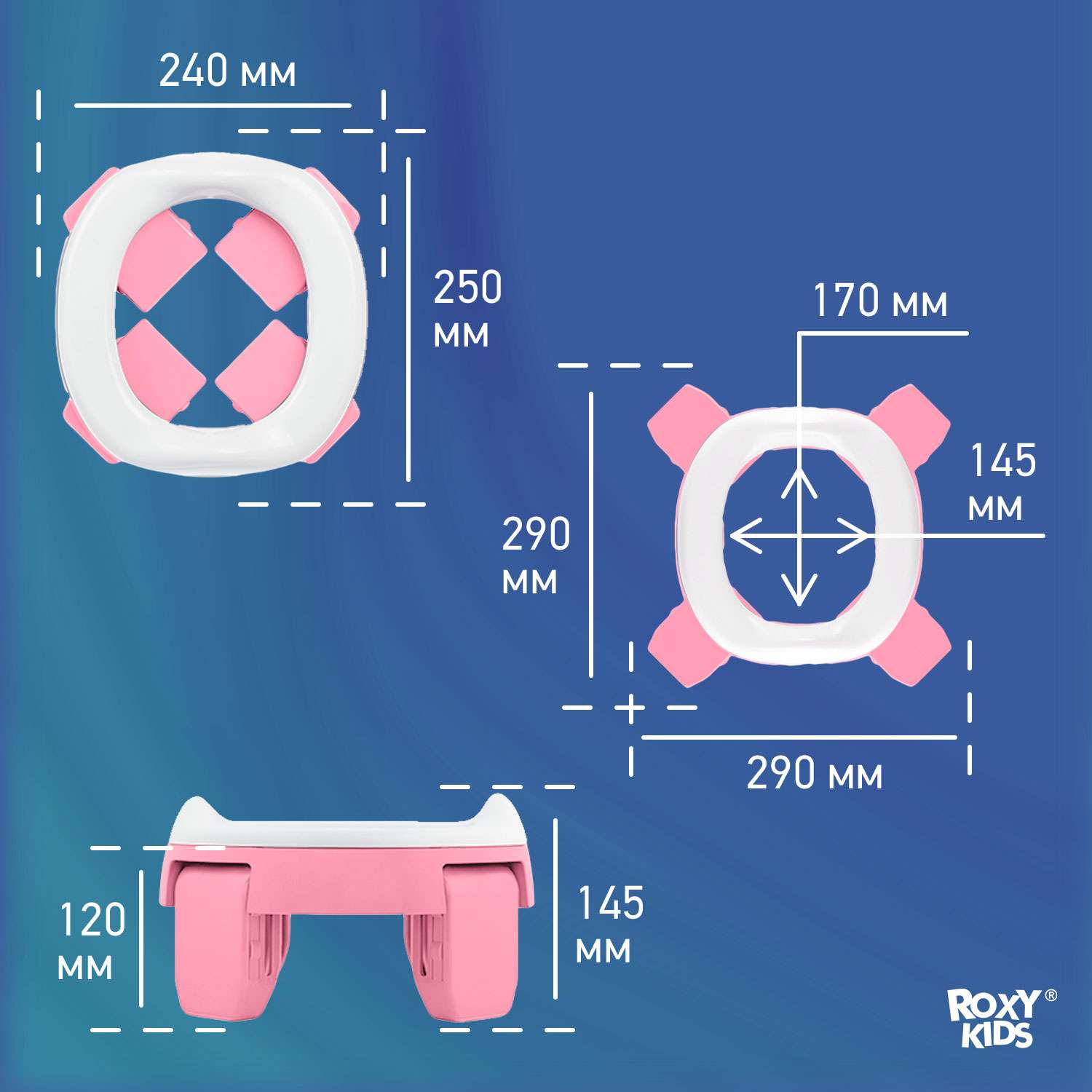 Горшок дорожный ROXY-KIDS складной и насадка на унитаз HandyPotty с тремя пакетами цвет розовый - фото 8