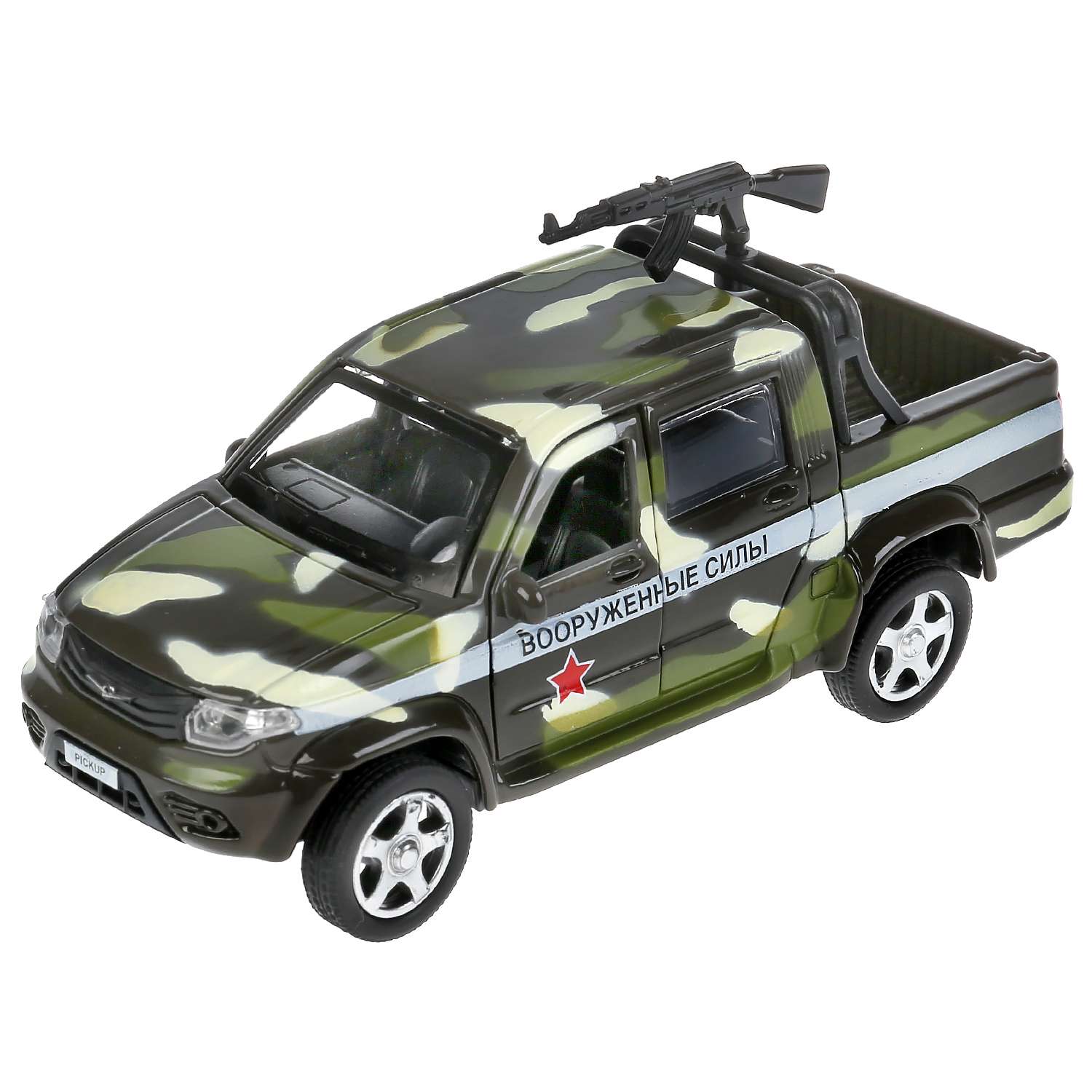 Машина Технопарк Uaz Pickup военный с пулеметом 298710 298710 - фото 1