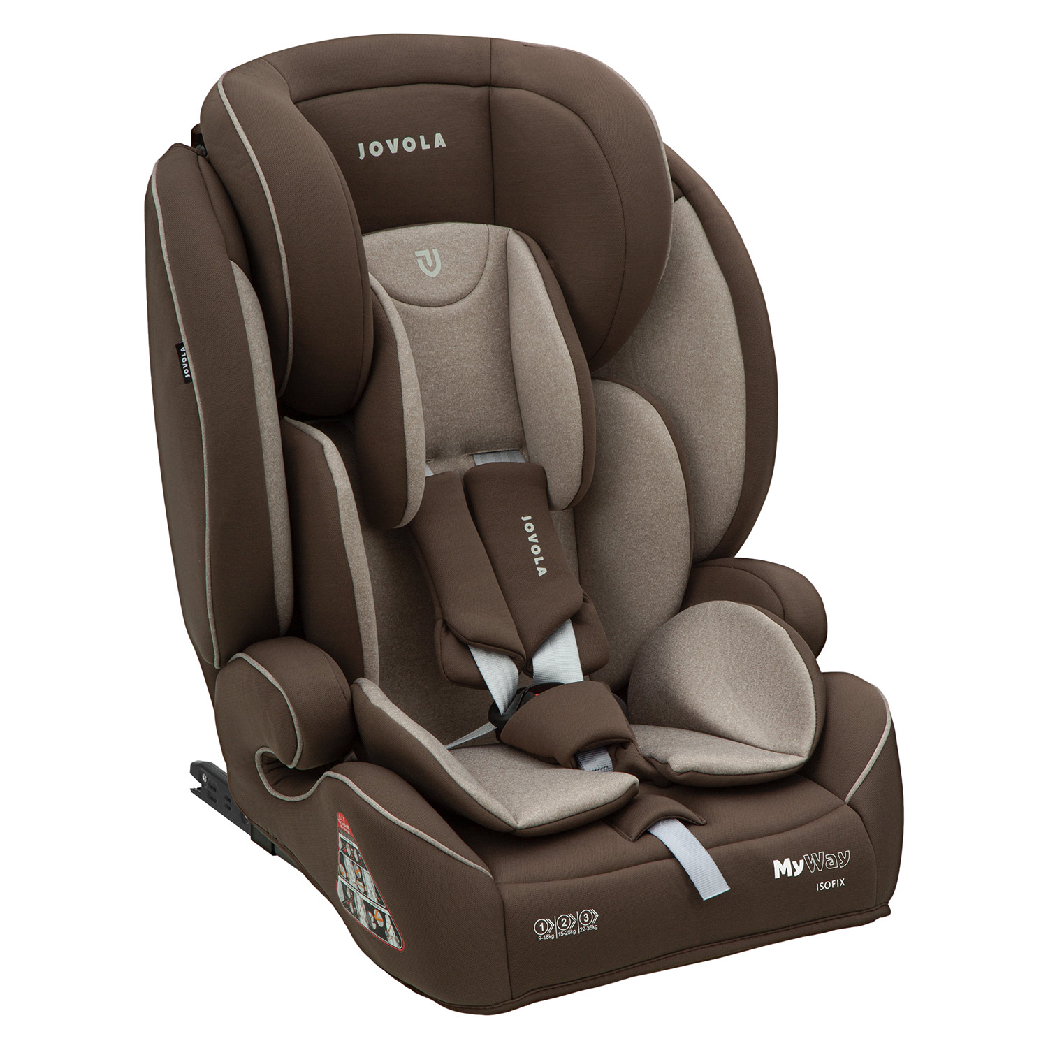 Автокресло JOVOLA MyWay isofix группа 1+2+3 9-36 кг бежевый-коричневый - фото 1