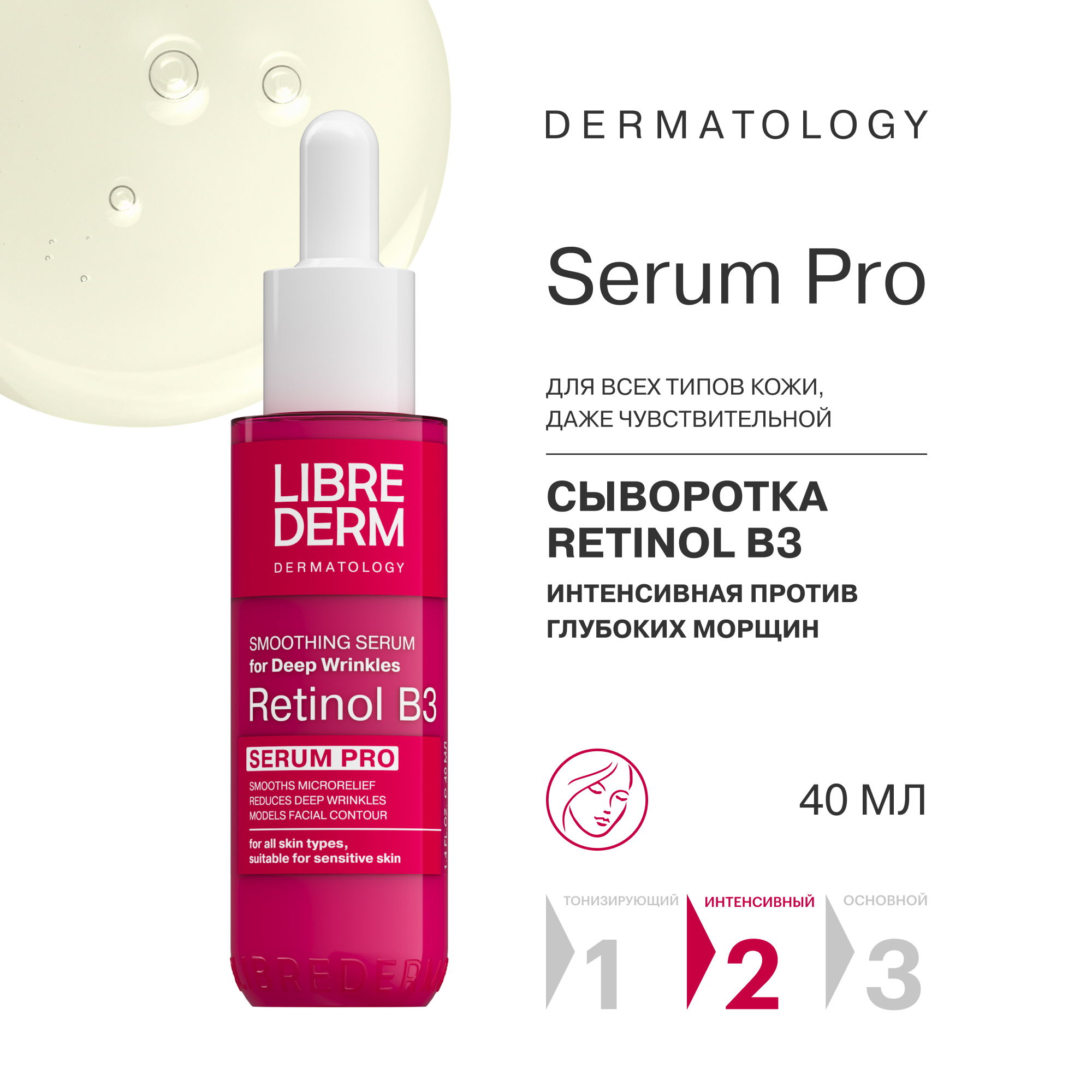 Сыворотка для лица Librederm serum pro интенсивная против морщин Retinol B3 40 мл - фото 1