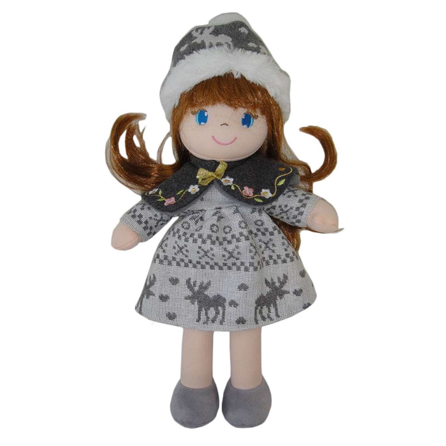 Кукла ABTOYS Мягкое сердце мягконабивная в серой шапочке и фетровом платье 36 см M6057 - фото 1