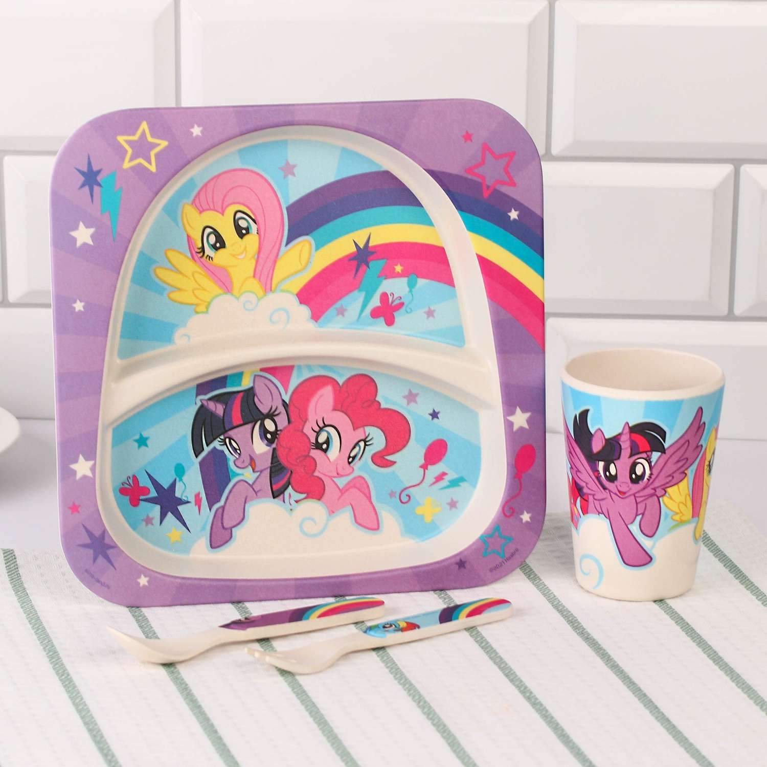 Набор детской посуды Hasbro бамбуковой 4 предмета фиолетовый My Little Pony в пакете - фото 2