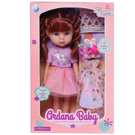 Кукла Junfa Ardana Baby шатенка с косичками и диадемой 32см